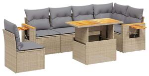 VidaXL Polyrattan Kerti Ülőgarnitúra - 7 részes - Bézs