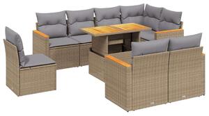 VidaXL Polyrattan Kerti Ülőgarnitúra - 9 részes - Bézs