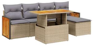 VidaXL Polyrattan Kerti Ülőgarnitúra - 6 részes - Bézs