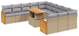 VidaXL Polyrattan Kerti Ülőgarnitúra - 11 részes - Bézs