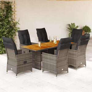 VidaXL Polyrattan Kerti Étkezőgarnitúra - 7 részes, Szürke