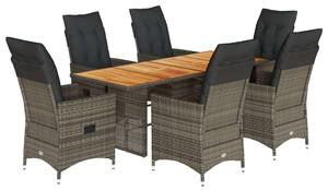 VidaXL Polyrattan Kerti Étkezőgarnitúra - 7 részes, Szürke