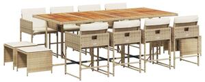 VidaXL Kerti Étkezőgarnitúra - Polyrattan - 13 részes - Bézs