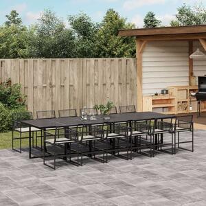 VidaXL 13 részes fekete polyrattan kerti ülőgarnitúra párnákkal