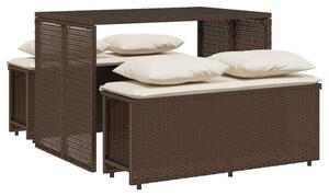 VidaXL Kerti Étkezőgarnitúra - 3 részes - Barna Polyrattan