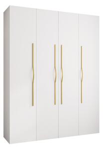 Gardróbszekrény Hartford 564, Laminált forgácslap, 246x190x52cm, Aranysárga, Fehér