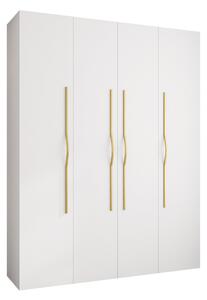 Gardróbszekrény Hartford 564, Laminált forgácslap, 246x190x42cm, Aranysárga, Fehér