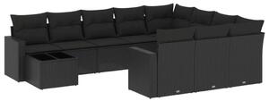 VidaXL Polyrattan Kerti Ülőgarnitúra - 11 részes - Fekete