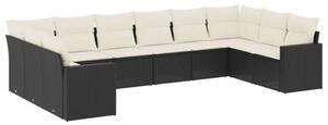 VidaXL Polyrattan Kerti Ülőgarnitúra - 10 részes - Fekete