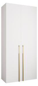 Gardróbszekrény Hartford 569, Laminált forgácslap, 246x110x52cm, Aranysárga, Fehér