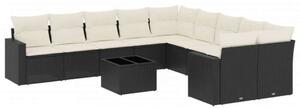 VidaXL Polyrattan Kerti Ülőgarnitúra - 11 részes - Fekete