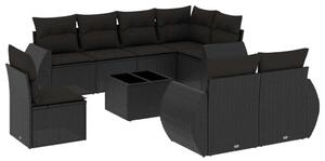 VidaXL 9 részes Polyrattan Kerti Ülőgarnitúra - Fekete