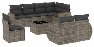 VidaXL Polyrattan Kerti Ülőgarnitúra - 9 részes - Szürke