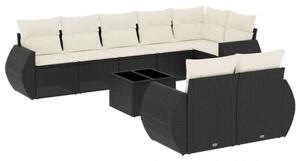 VidaXL Polyrattan Kerti Ülőgarnitúra - 9 részes - Fekete