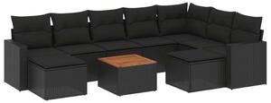 VidaXL Polyrattan Kerti Ülőgarnitúra - 10 részes - Fekete