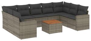 VidaXL Polyrattan Kerti Ülőgarnitúra - 10 részes - Szürke