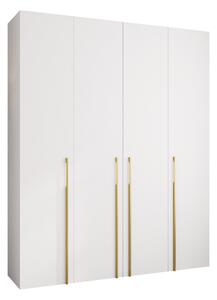Gardróbszekrény Hartford 570, Laminált forgácslap, 246x200x52cm, Fehér, Aranysárga