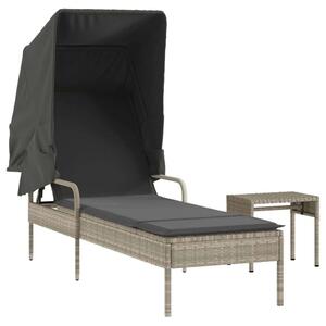VidaXL Napozóágy - Polyrattan - Világos Szürke - 200cm