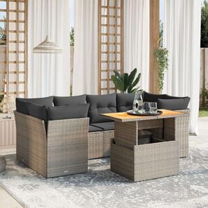 VidaXL Polyrattan Kerti Ülőgarnitúra - 7 részes - Szürke