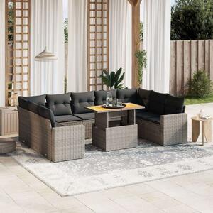VidaXL Polyrattan Kerti Ülőgarnitúra - 10 részes - Szürke