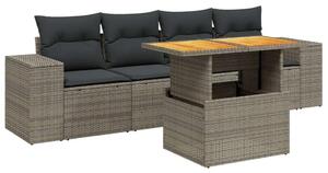 VidaXL Polyrattan Kerti Ülőgarnitúra - 5 részes - Szürke