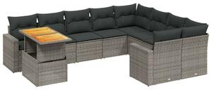 VidaXL Polyrattan Kerti Ülőgarnitúra - 10 részes - Szürke