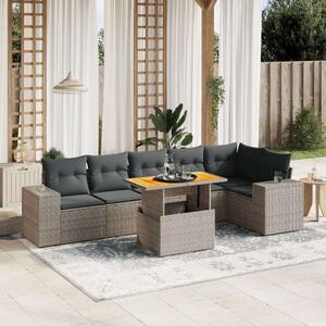 VidaXL Polyrattan Kerti Ülőgarnitúra - 7 részes - Szürke