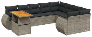 VidaXL Polyrattan Kerti Ülőgarnitúra - 10 részes - Szürke