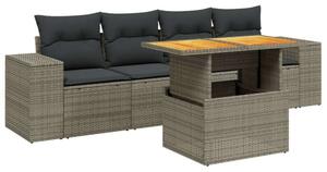 VidaXL Polyrattan Kerti Ülőgarnitúra - 5 részes - Szürke