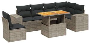 VidaXL Polyrattan Kerti Ülőgarnitúra - 7 részes - Szürke