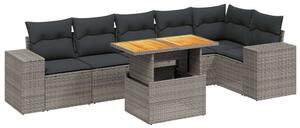 VidaXL Polyrattan Kerti Ülőgarnitúra - 7 részes - Szürke