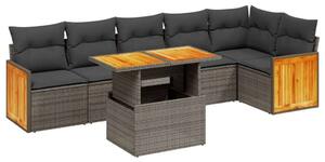 VidaXL Polyrattan Kerti Ülőgarnitúra - 7 részes - Szürke