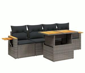 VidaXL 5 részes szürke polyrattan kerti ülőgarnitúra