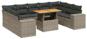 VidaXL Polyrattan Kerti Ülőgarnitúra - 10 részes - Szürke