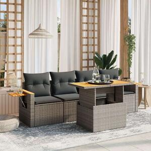 VidaXL 5 részes szürke polyrattan kerti ülőgarnitúra