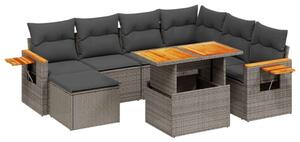 VidaXL Polyrattan Kerti Ülőgarnitúra - 8 részes - Szürke