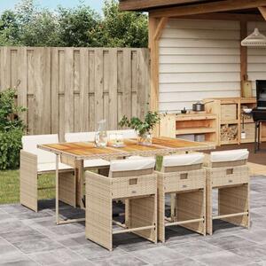 VidaXL Polyrattan Kerti Étkezőgarnitúra - 7 részes - Bézs
