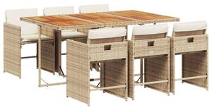 VidaXL Polyrattan Kerti Étkezőgarnitúra - 7 részes - Bézs