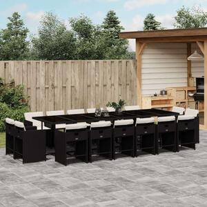 VidaXL - 17 Részes Kerti Étkezőgarnitúra - Fekete Polyrattan