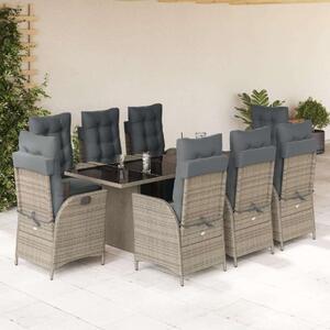 VidaXL Polyrattan Kerti Étkezőgarnitúra - 9 részes - Szürke
