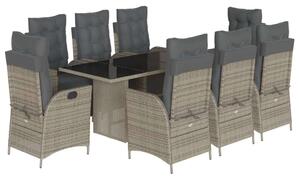 VidaXL Polyrattan Kerti Étkezőgarnitúra - 9 részes - Szürke