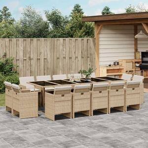 VidaXL Polyrattan Kerti Étkezőgarnitúra - 15 részes - Bézs