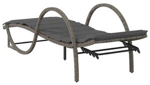 VidaXL Napozóágy - Polyrattan - Szürke - 199cm