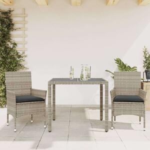 VidaXL Kerti Étkezőgarnitúra - 3 részes - Polyrattan - Szürke