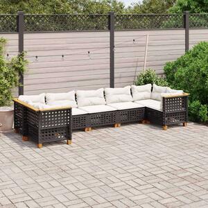VidaXL Polyrattan Kerti Ülőgarnitúra - 7 részes - Fekete