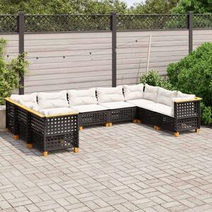 VidaXL Polyrattan Kerti Ülőgarnitúra - 9 részes - Fekete