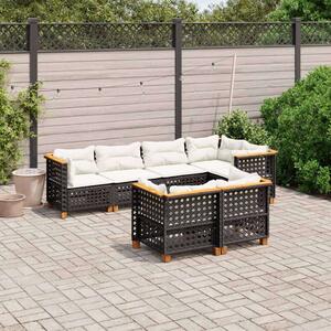 VidaXL 7 részes Kerti Ülőgarnitúra - Fekete Polyrattan