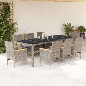 VidaXL Polyrattan Kerti Étkezőgarnitúra - 9 részes - Szürke