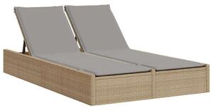 VidaXL Dupla Napozóágy - Polyrattan - Bézs - 200cm