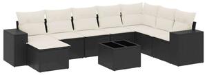 VidaXL Polyrattan Kerti Ülőgarnitúra - 9 részes - Fekete